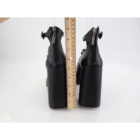 Larroude Alexa Gladiator Platform Heels Platform Pump Size 10 Black Leather Boho - Picture 7 of 14